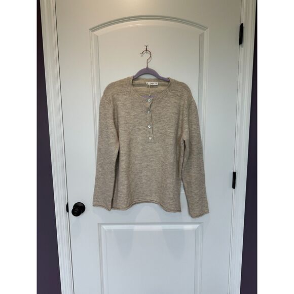 NWOT MNG Henley Sweater Cream Size Large - Picture 1 of 6